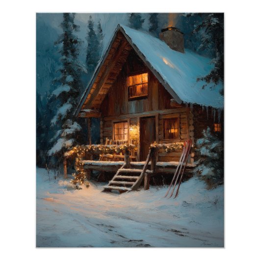 Winter Cabin Christmas Poster (Voorkant)