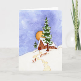 Winter Cabin Feestdagen Kaart