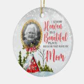 Winter Cabin Gepersonaliseerde Memorial Foto Keramisch Ornament (Links)