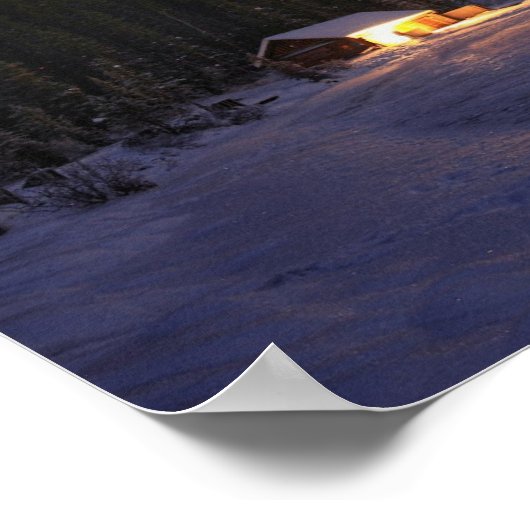 Winter Cabin in de Bossen Poster (Hoek)