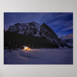 Winter Cabin in de Bossen Poster