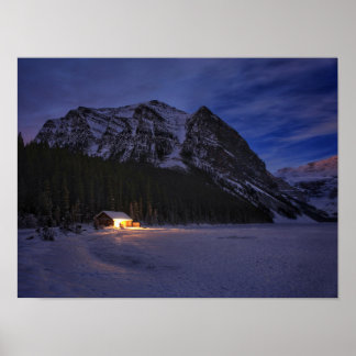Winter Cabin in de Bossen Poster