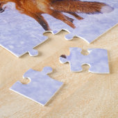 Winter Cabin met wilde-levensvrienden Legpuzzel (Zijkant)