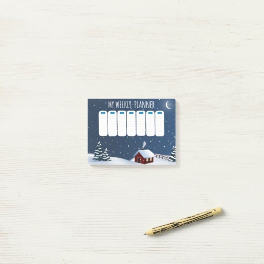 Winter Cabin Night Post-it® Notes (Op bureau)