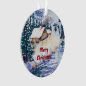 Winter Cabin op de Painterly Snowscape Ornament (voorkant)