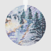 Winter Cabin op de Painterly Snowscape Ornament (achterkant)