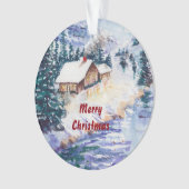 Winter Cabin op de Painterly Snowscape Ornament (voorkant)