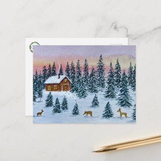 Winter Cabin Postcard Briefkaart