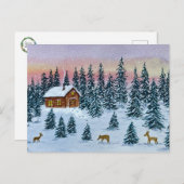 Winter Cabin Postcard Briefkaart (Voorkant / Achterkant)