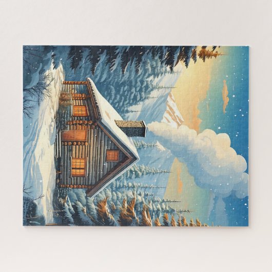 Winter Cabin Puzzel Legpuzzel (Horizontaal)