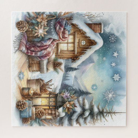 Winter Cabin Puzzel Legpuzzel (Horizontaal)