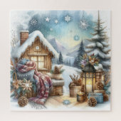 Winter Cabin Puzzel Legpuzzel (Verticaal)