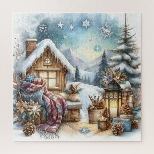 Winter Cabin Puzzel Legpuzzel (Verticaal)