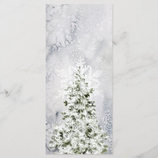 Winter Cabin Rustieke Sneeuwscène Trouwen Menu (Achterkant)