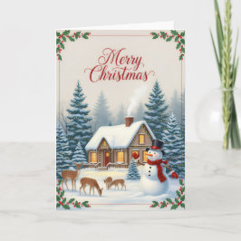 Winter Cabin Serenity Kerstkaart Kaart