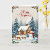 Winter Cabin Serenity Merry Christmas Card Kaart (Gele Bloem)