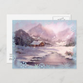 WINTER CABIN & SNOWFLAKES DOOR SHARON SHARPE BRIEFKAART (Voorkant / Achterkant)