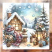 Winter Cabin Window Cling Raamsticker (Vel 2)