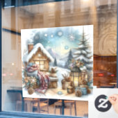 Winter Cabin Window Cling Raamsticker (Cafe Raam)