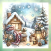 Winter Cabin Window Cling Raamsticker (Vel 3)