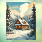 Winter Cabin Window Cling Raamsticker (Vel 3)