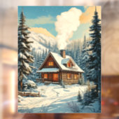 Winter Cabin Window Cling Raamsticker (Vel 2)