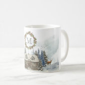 Winter Cabine Forest Animals met Monogram Koffiemok (Voorkant rechts)