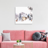 Winter Cabine Scene Canvas Print (Insitu (Woonkamer))