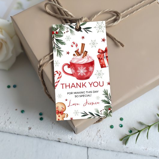 Winter Cacao Verjaardag Favor Tag Cadeaulabel