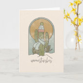 Winter Cactus Holiday Greeting Card Kaart (Gele Bloem)