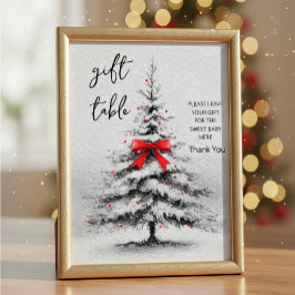Winter Cadeautafel Bord voor Babyfeest – Bewerkbar Poster