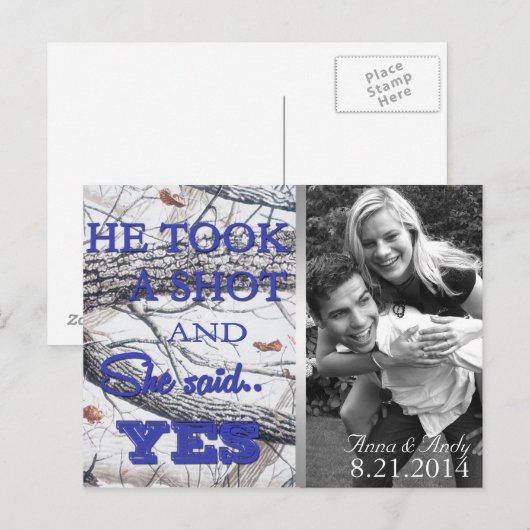 Winter Camo Bewaar de datum bruiloft Briefkaart (Voorkant / Achterkant)