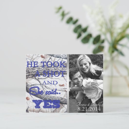 Winter Camo Bewaar de datum bruiloft Briefkaart (Staand voorkant)