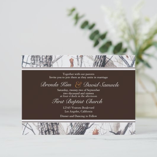 Winter Camo Wedding Kaart (Staand voorkant)