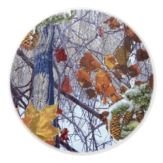 Winter Camouflage schilderijen Keramische Knop (Voorkant)