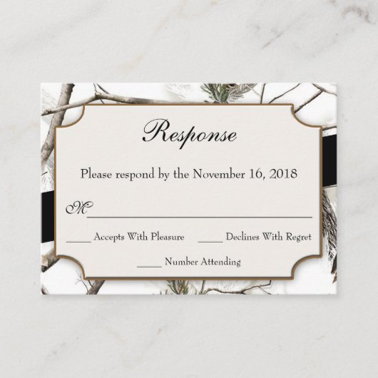 Winter Camouflage Weddenschap Small RSVP-kaarten Informatiekaartje (Voorkant)