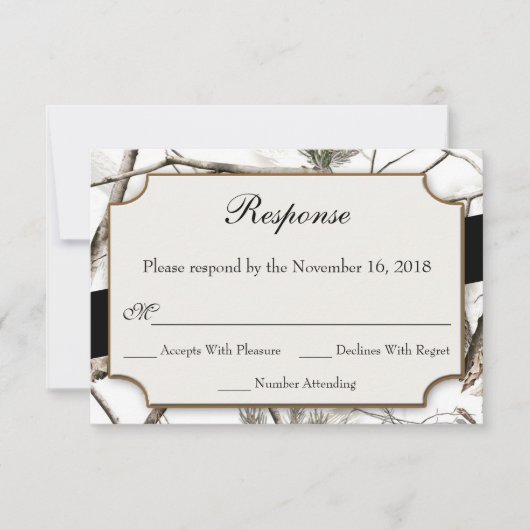 Winter Camouflage Wedding RSVP-kaarten Kaart (Voorkant)