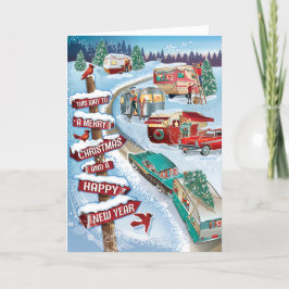 Winter Campers Retro Kerst Kaarten