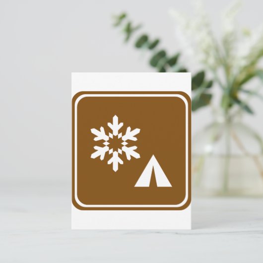 Winter Camping Highway Sign Briefkaart (Staand voorkant)