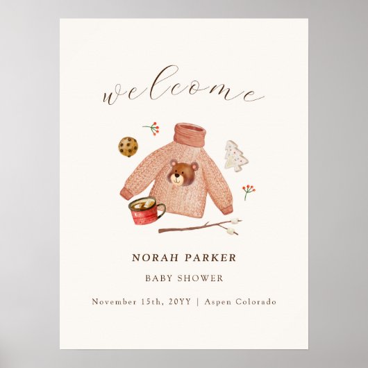 Winter Camping Kleding Baby shower Welkomstbord Poster (Voorkant)