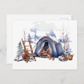 Winter Camping Waterverf Briefkaart (Voorkant / Achterkant)