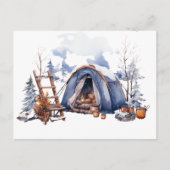Winter Camping Waterverf Briefkaart (Voorkant)