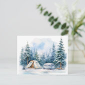 Winter Camping Waterverf Briefkaart (Staand voorkant)