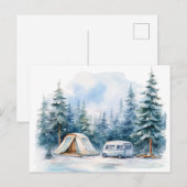 Winter Camping Waterverf Briefkaart (Voorkant / Achterkant)