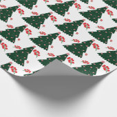Winter Candy Cane Holly Berry Witte Kerstboom Cadeaupapier (Hoek)