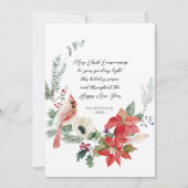 Winter Cardinaal Red Poinsettias Greenery Wreath Feestdagenkaart (Voorkant)