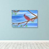 Winter Cardinal Canvas Kunst aan de Wand (Insitu (Houten vloer))