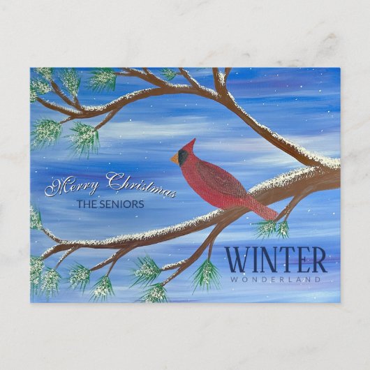 Winter Cardinal Christmas Postcard Feestdagenkaart (Voorkant)