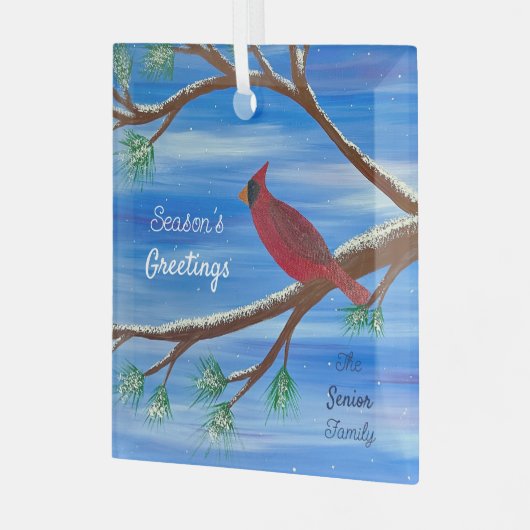 Winter Cardinal Glas Ornament (Voorkant links)