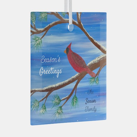 Winter Cardinal Glas Ornament (Voorkant Rechts)